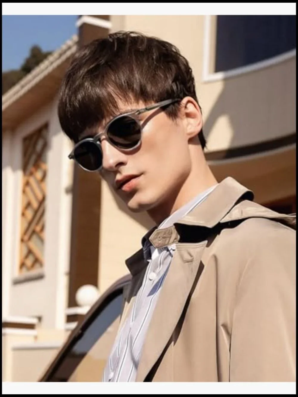 Round Acetate Polarized Sunglasses with UV Protection Men Keyhole Style